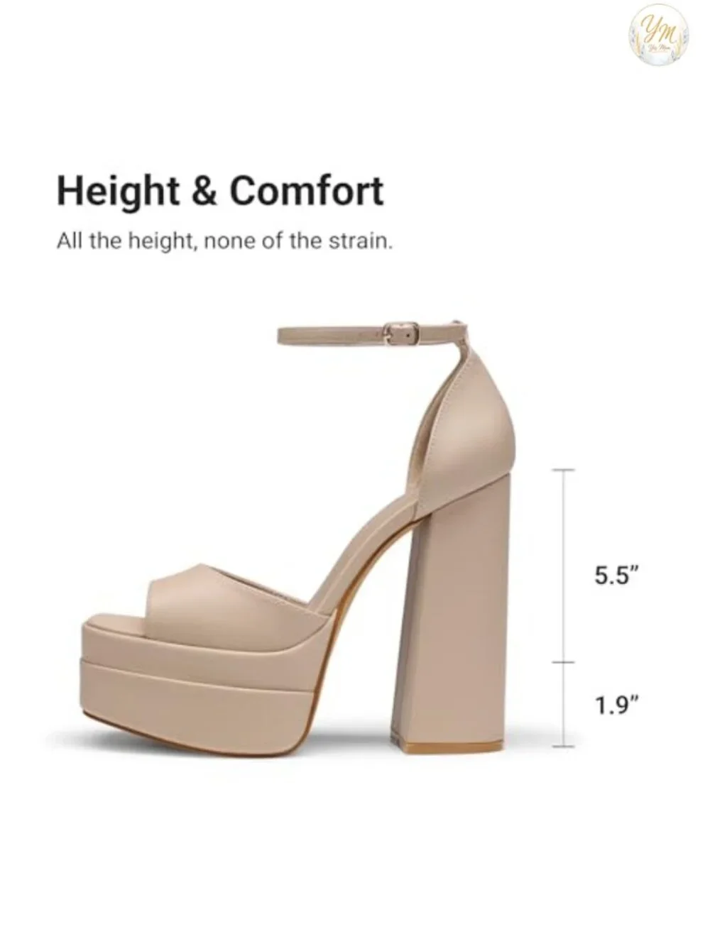 Platform Chunky Heel Sandals with Ankle Strap